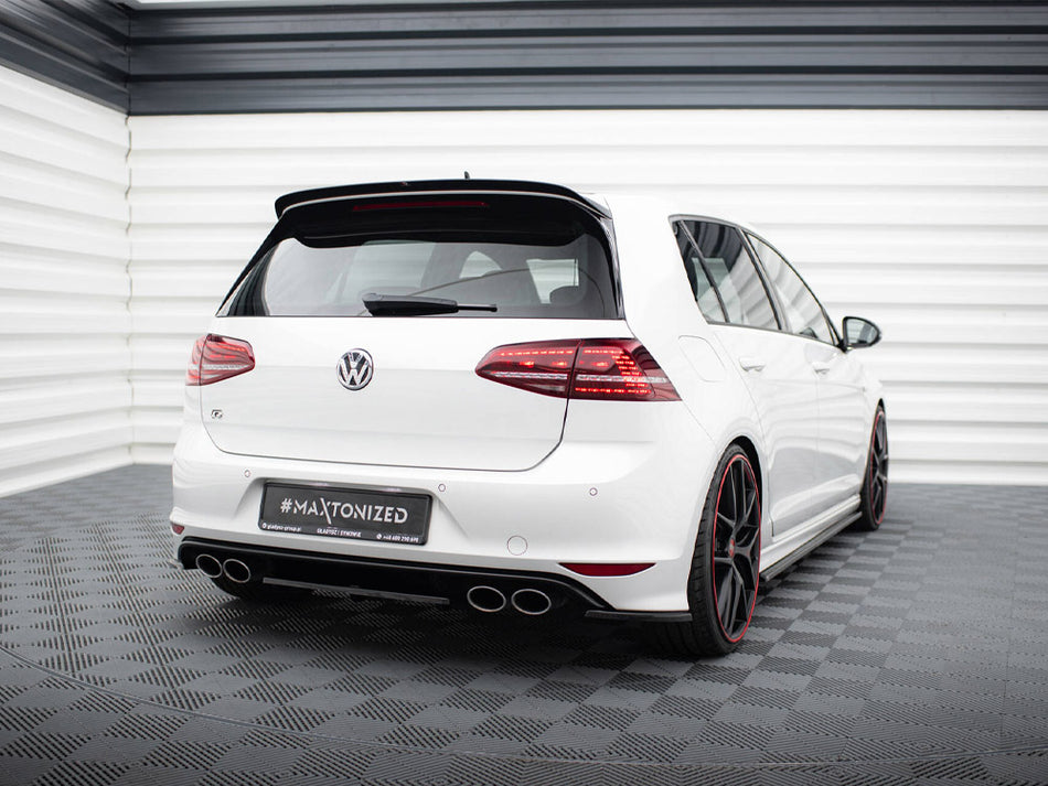 Maxton Design Central Rear Splitter (Vertical Bars) VW Golf R Mk7 - Carbon Look - VW-GO-7-R-RD1+RD2C - Image 2