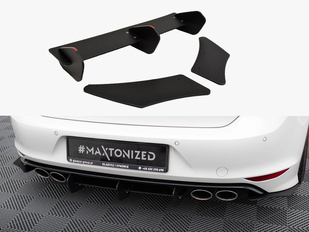 Maxton Design Rear Diffuser &amp; Rear Side Splitters VW Golf R Mk7 Hatchback - VW-GO-7-R-HB-CNC-RS1A - Image 1
