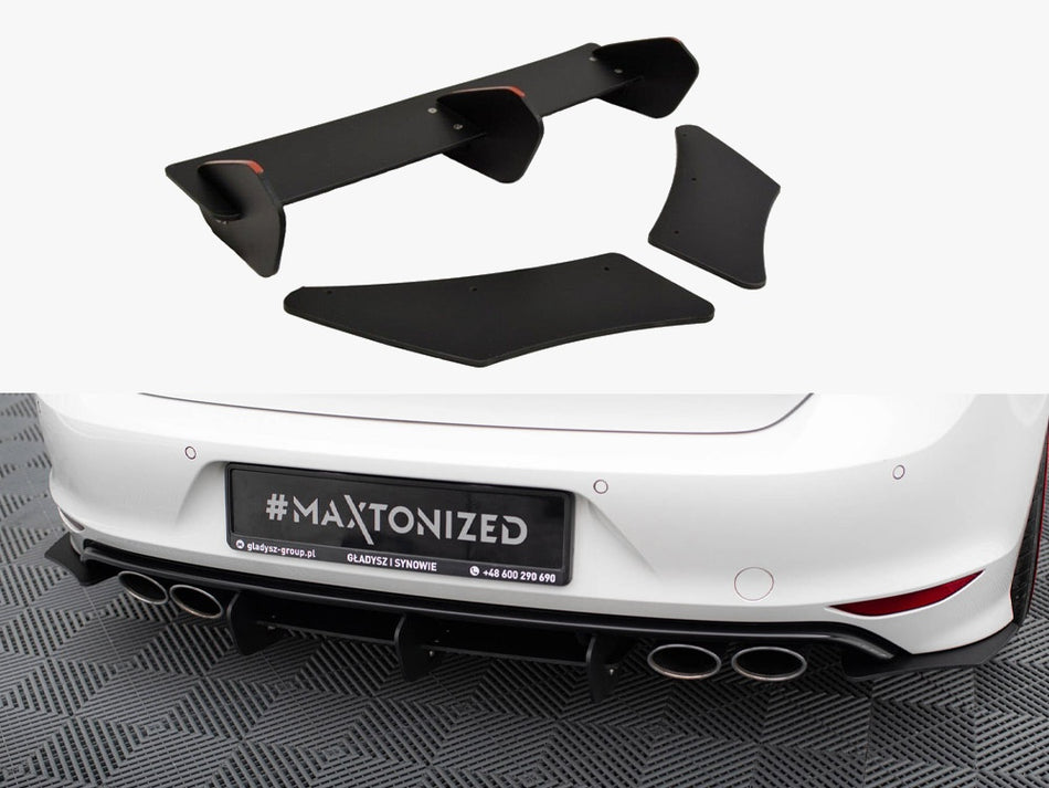 Maxton Design Rear Diffuser &amp; Rear Side Splitters VW Golf R Mk7 Hatchback - VW-GO-7-R-HB-CNC-RS1A - Image 1