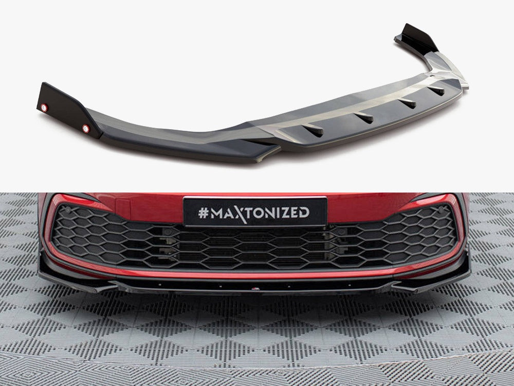 Maxton Design Front Splitter V.2 + Flaps Volkswagen Golf GTI / GTE / GTD / R-Line Mk8 - VW-GO-8-GTI-FD2G+FSF - Image 1