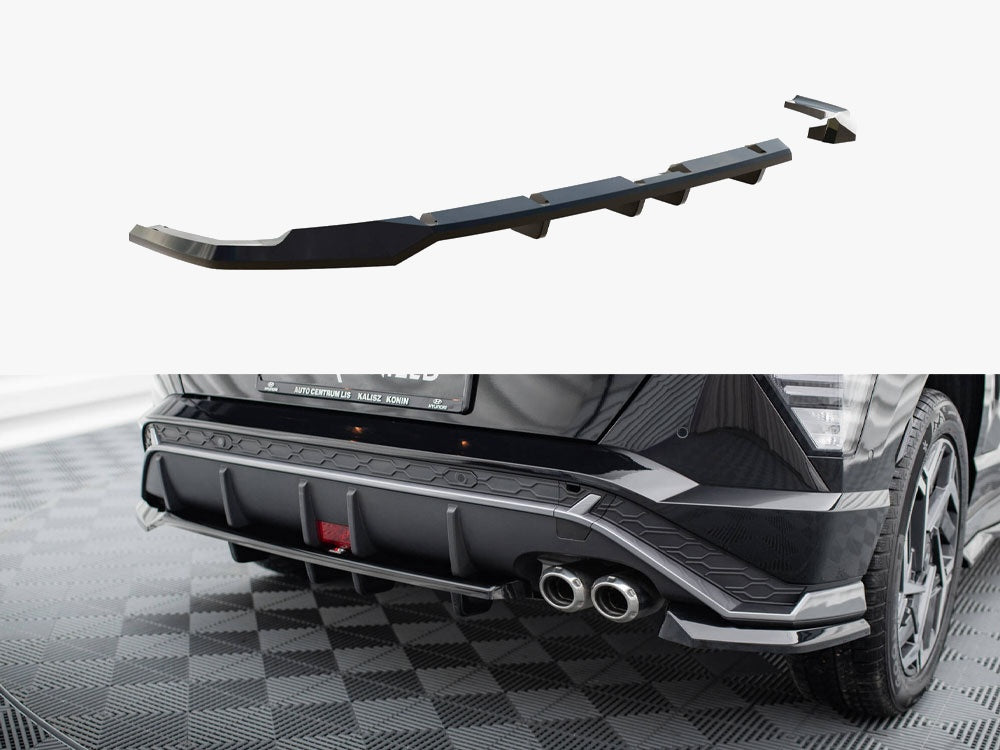 Maxton Design Central Rear Splitter (Vertical Bars) Hyundai Kona N-Line Mk2 - HY-KO-2-NLINE-RSD1G+RD1G - Image 1