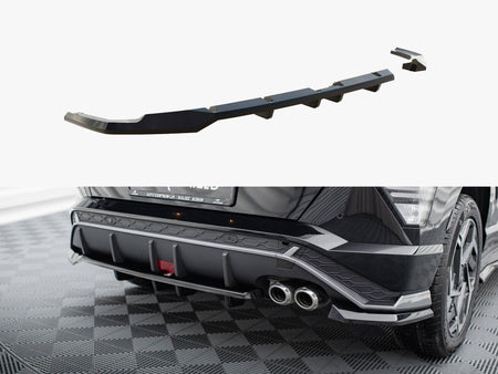 Maxton Design Central Rear Splitter (Vertical Bars) Hyundai Kona N-Line Mk2 - HY-KO-2-NLINE-RSD1G+RD1G - Image 1