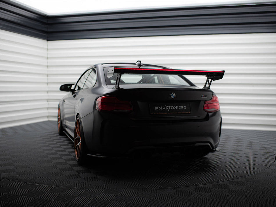Maxton Design Carbon Spoiler With External Brackets Uprights + LED BMW M2 F87 - CF-BM-M2-F87-WING5-EXT-245-P+LED - Image 2