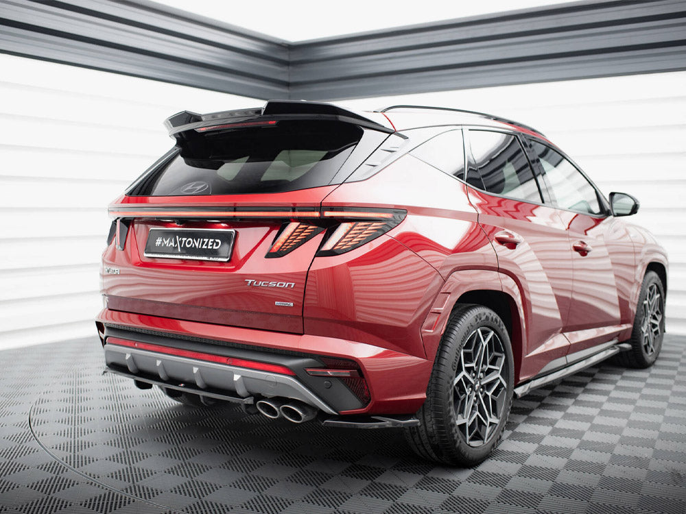 Maxton Design Central Rear Splitter (Vertical Bars) Hyundai Tucson N-Line Mk4 - HY-TU-4-NLINE-RSD1G+RD1G - Image 2