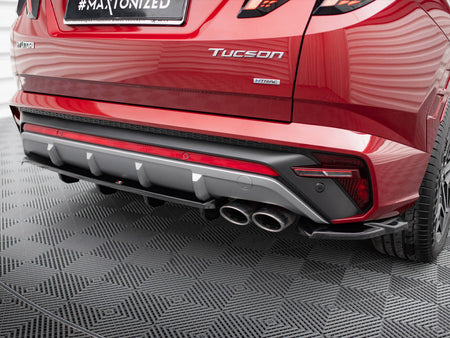 Maxton Design Central Rear Splitter (Vertical Bars) Hyundai Tucson N-Line Mk4 - HY-TU-4-NLINE-RSD1G+RD1G - Image 3
