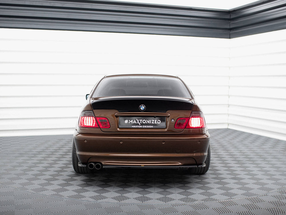 Maxton Design Central Rear Splitter (Vertical Bars) BMW 3 E46 Coupe M-Pack - Carbon Look - BM-3-46-C-MPACK-RD1+RD2C - Image 3