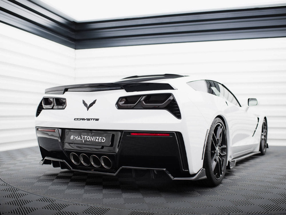 Maxton Design Central Rear Splitter (Vertical Bars) + Rear Side Splitters Chevrolet Corvette C7 - CH-CO-C7-RD3G+RD2G - Image 2