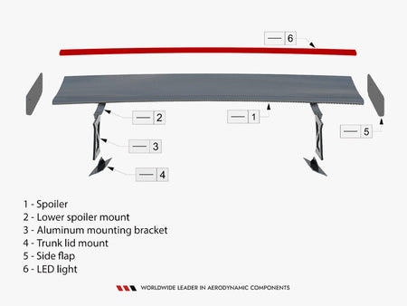 Carbon Spoiler With Internal Brackets Uprights + LED BMW 3 Coupe E46