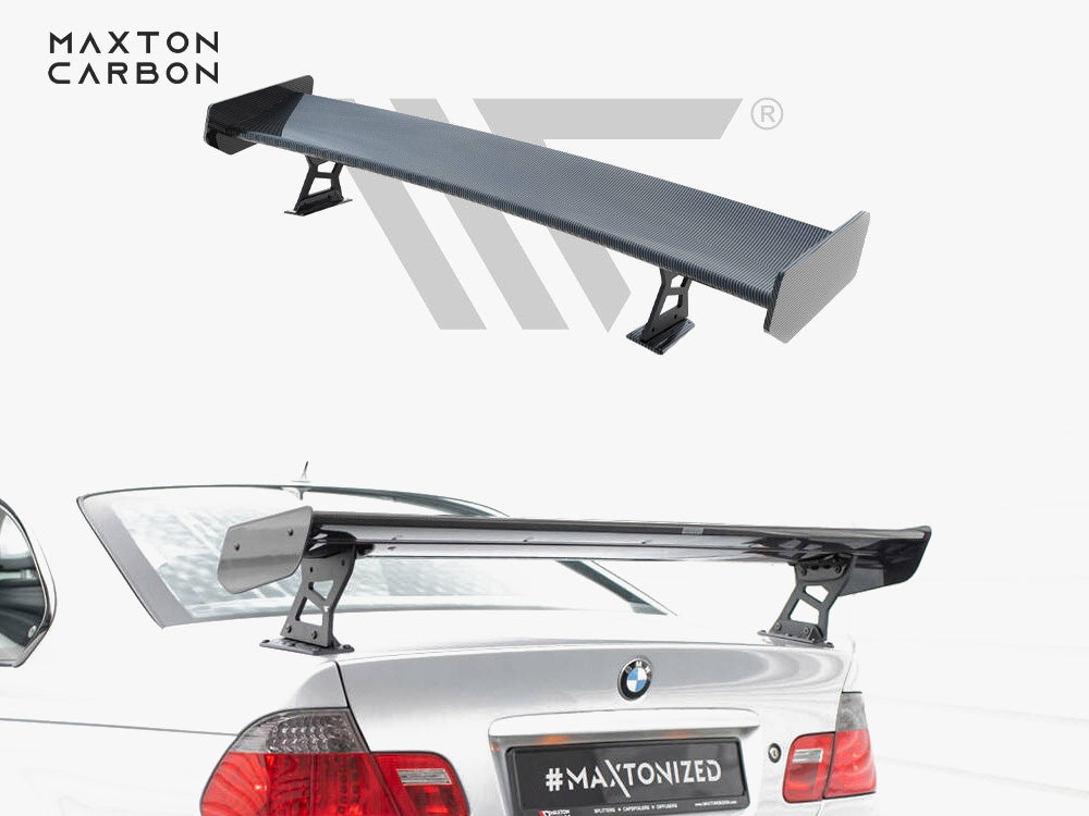 Maxton Design Carbon Spoiler With External Brackets Uprights BMW 3 Coupe E46 - CF-BM-3-46-C-WING5-EXT-245-P - Image 1