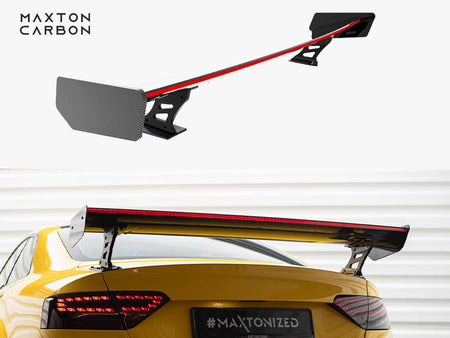 Maxton Design Carbon Spoiler With External Brackets Uprights + LED Audi A5 Coupe 8T - CF-AU-A5-1-WING5-EXT-245-P+LED - Image 1