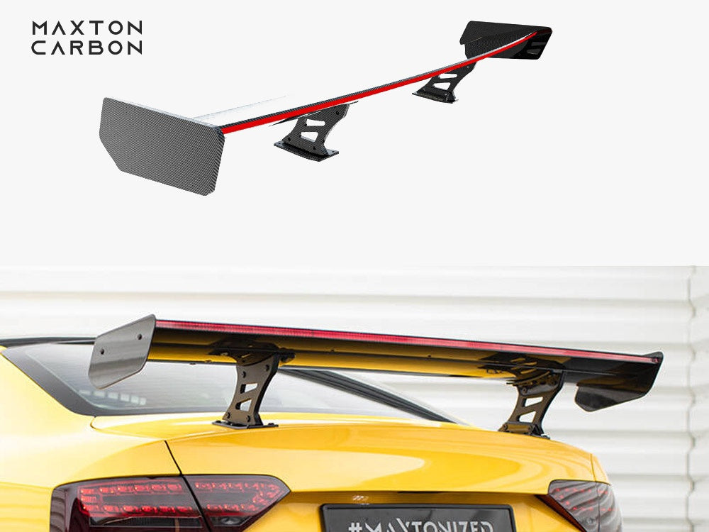Maxton Design Carbon Spoiler With Internal Brackets Uprights + LED Audi A5 Coupe 8T - CF-AU-A5-1-WING5-INT-245-P+LED - Image 1