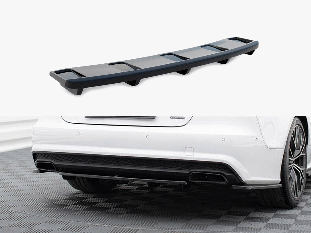 Maxton Design Central Rear Splitter (Vertical Bars) Audi A7 S-Line Facelift - AU-A7-1F-SLINE-RD1+RD2G - Image 1