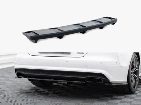 Maxton Design Central Rear Splitter (Vertical Bars) Audi A7 S-Line Facelift - AU-A7-1F-SLINE-RD1+RD2G - Image 1