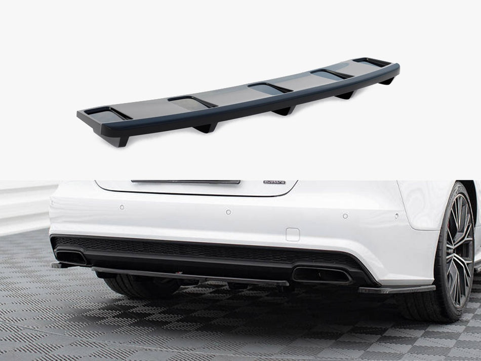 Maxton Design Central Rear Splitter (Vertical Bars) Audi A7 S-Line Facelift - AU-A7-1F-SLINE-RD1+RD2G - Image 1