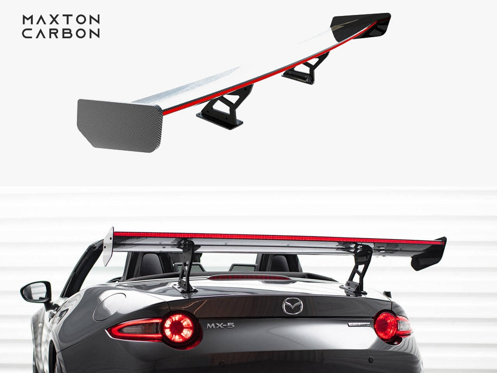 Maxton Design Carbon Spoiler With Internal Brackets Uprights + LED Mazda MX-5 ND (Mk4) - CF-MA-MX5-4-WING5-INT-245-P+LED - Image 1