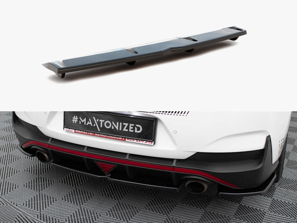 Maxton Design Central Rear Splitter (Vertical Bars) Hyundai I30 Mk3 N Fastback - HY-I30-3-N-FB-RD1+RD2G - Image 1