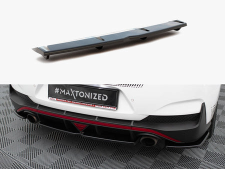 Maxton Design Central Rear Splitter (Vertical Bars) Hyundai I30 Mk3 N Fastback - HY-I30-3-N-FB-RD1+RD2G - Image 1