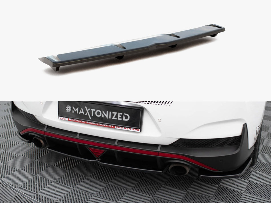 Maxton Design Central Rear Splitter (Vertical Bars) Hyundai I30 Mk3 N Fastback - HY-I30-3-N-FB-RD1+RD2G - Image 1