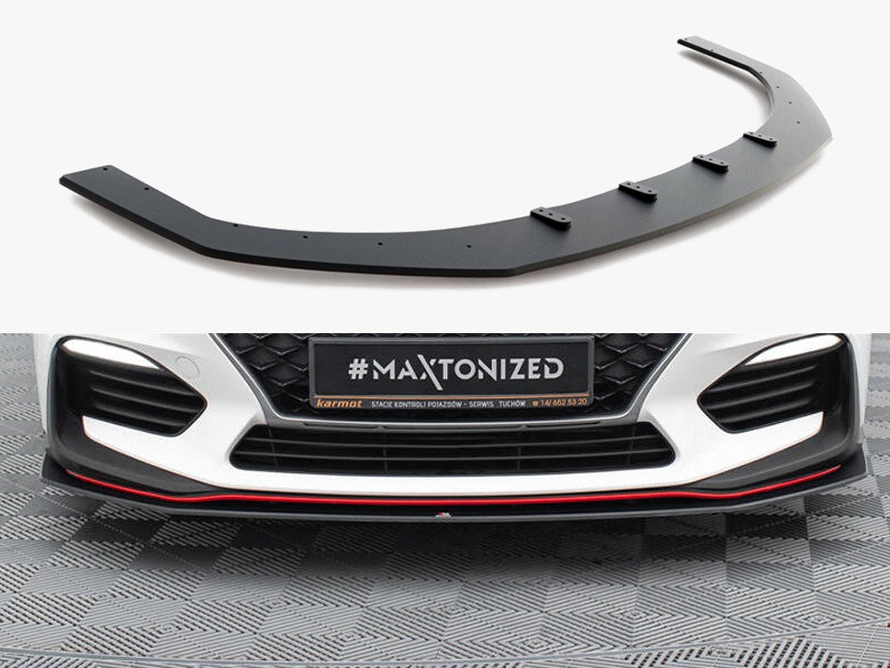 Maxton Design Street PRO Front Splitter Hyundai I30 N Mk3 Hatchback / Fastback - Black-Red - HYI303NCNC-FD2BRB - Image 1