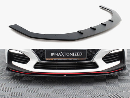 Maxton Design Street PRO Front Splitter Hyundai I30 N Mk3 Hatchback / Fastback - Black-Red - HYI303NCNC-FD2BRB - Image 1