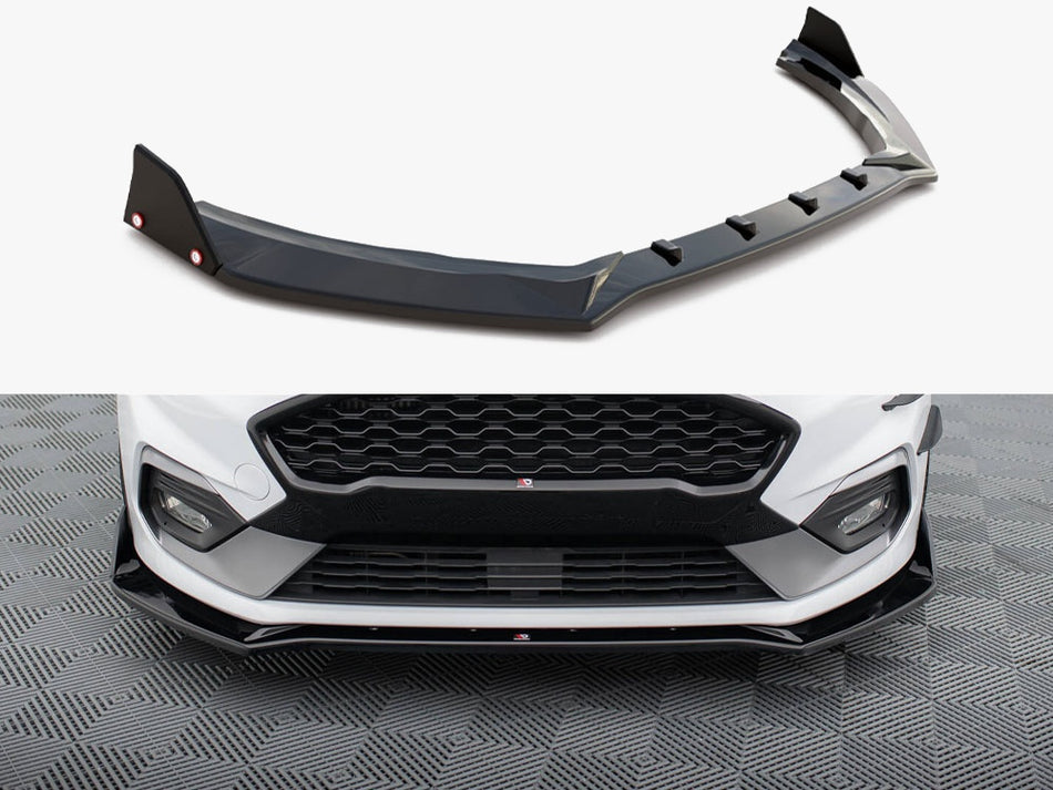 Maxton Design Front Splitter V.4 + Flaps Ford Fiesta ST / ST-Line Mk8 - FO-FI-8-STLINE-FD4G+FSF - Image 1