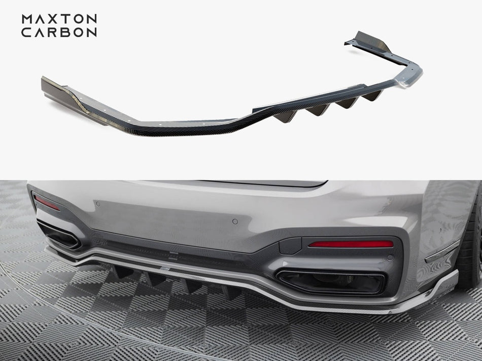 Maxton Design Prepreg Carbon Fiber Rear Splitter BMW 7 M-Pack G11 / G12 Facelift - CF-BM-7-11F-MPACK-RD1-245-P - Image 1
