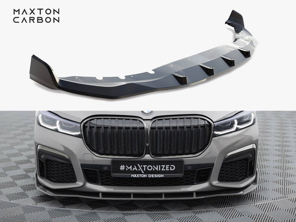 Maxton Design Prepreg Carbon Fiber Front Splitter + ABS Splitter BMW 7 M-Pack G11 Facelift - CF-BM-7-11F-MPACK-FD1-245-P+FD1RG - Image 1