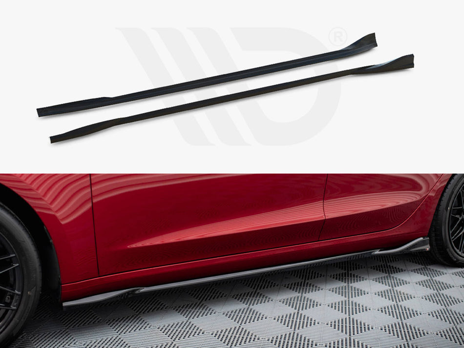 MAXTON DESIGN Side Skirts Diffusers V.1 Tesla Model 3 FL Project Highland