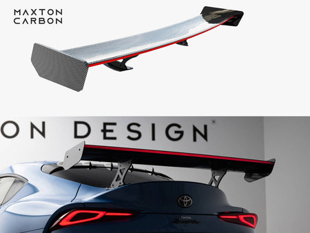 Maxton Design Carbon Spoiler With External Brackets Uprights + LED Toyota Supra Mk5 - CF-TO-SU-5-WING5-EXT-245-P+LED - Image 1