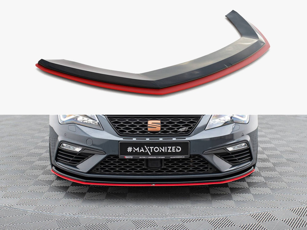 Maxton Design Front Splitter V.3 Seat Leon Cupra / FR Mk3 FL - SE-LE-3F-CU-FD1G+FD3RED - Image 1
