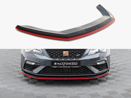 Maxton Design Front Splitter V.3 Seat Leon Cupra / FR Mk3 FL - SE-LE-3F-CU-FD1G+FD3RED - Image 1