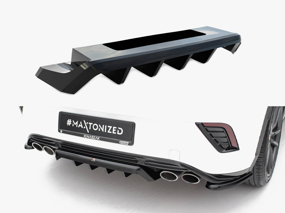 Maxton Design Central Rear Splitter (Vertical Bars) Volkswagen T-Roc R Mk1 - VW-T-ROC-1PF-R-RD1G+RD2G - Image 1