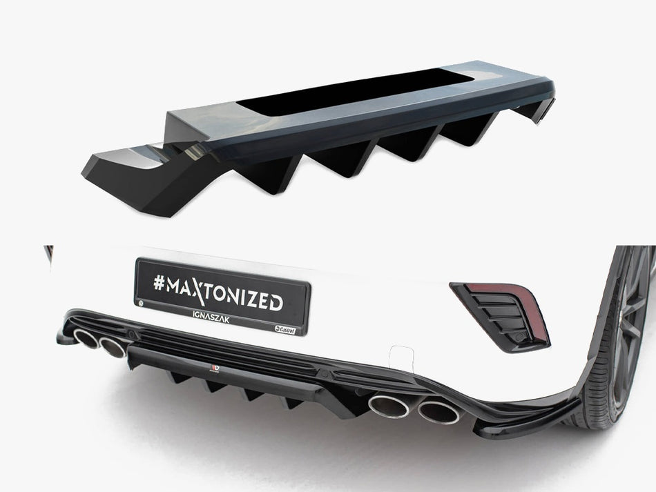 Maxton Design Central Rear Splitter (Vertical Bars) Volkswagen T-Roc R Mk1 - VW-T-ROC-1PF-R-RD1G+RD2G - Image 1