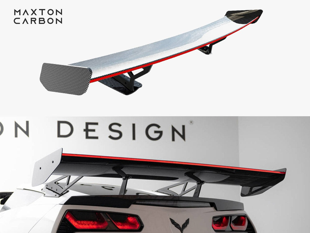 Maxton Design Carbon Spoiler With Internal Brackets Uprights + LED Chevrolet Corvette Stingray / Grand Sport C7 - CF-CH-CO-C7-WING5-INT-245-P+LED - Image 1