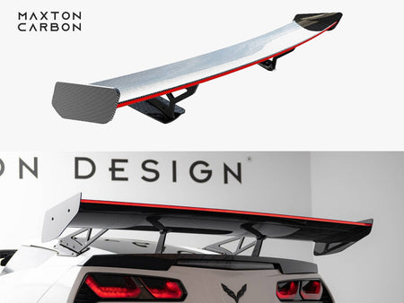 Maxton Design Carbon Spoiler With Internal Brackets Uprights + LED Chevrolet Corvette Stingray / Grand Sport C7 - CF-CH-CO-C7-WING5-INT-245-P+LED - Image 1