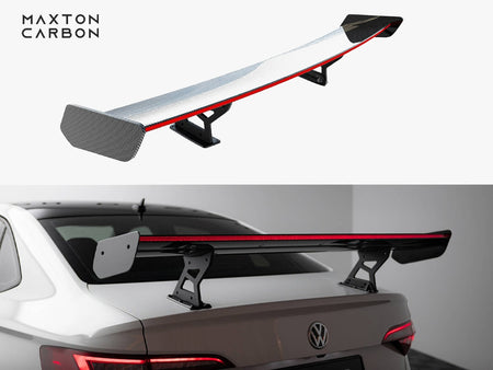 Maxton Design Carbon Spoiler With Internal Brackets Uprights + LED Volkswagen Jetta GLI Mk7 - CF-VW-JE-7-GLI-WING5-INT-245-P+LED - Image 1