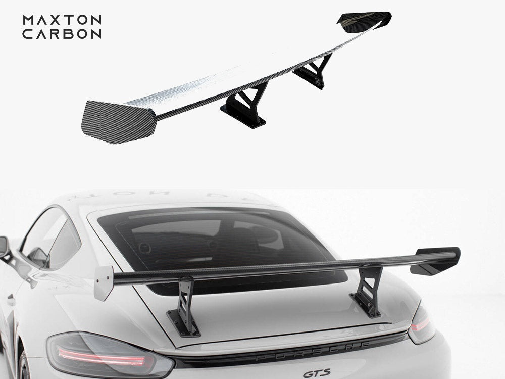 Maxton Design Carbon Spoiler With Internal Brackets Uprights V.1 Porsche 718 Cayman GTS 982c - CF-PO-CA-718-GTS-WING5-INT-245-P-1 - Image 1