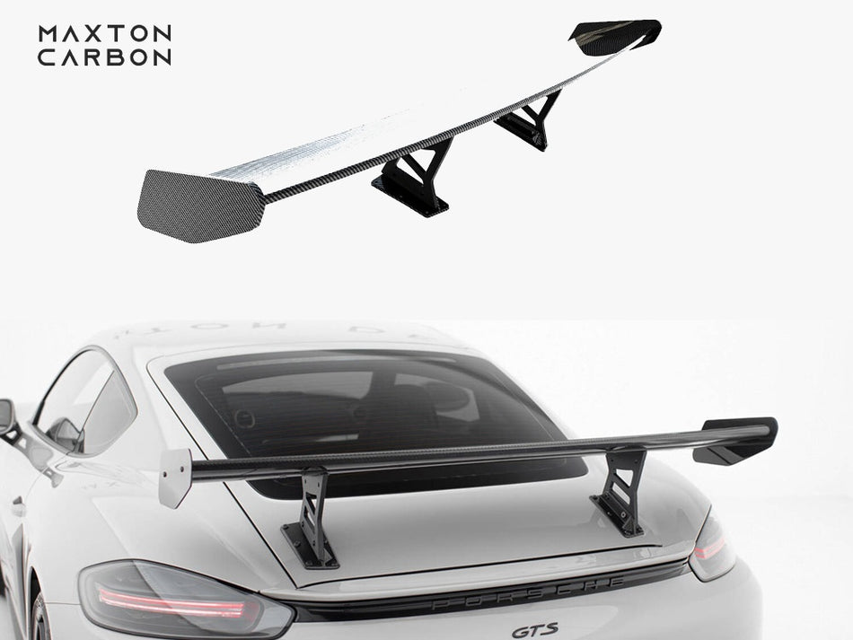 Maxton Design Carbon Spoiler With Internal Brackets Uprights V.1 Porsche 718 Cayman GTS 982c - CF-PO-CA-718-GTS-WING5-INT-245-P-1 - Image 1