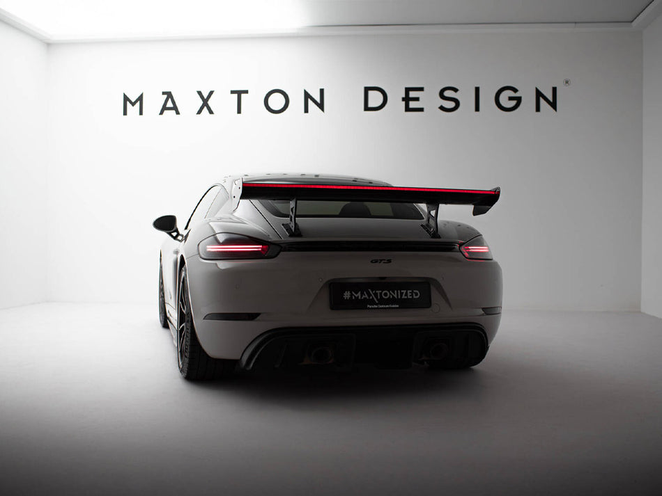 Maxton Design Carbon Spoiler With Internal Brackets Uprights V.1 + LED Porsche 718 Cayman GTS 982c - CF-PO-CA-718-GTS-WING5-INT-245-P+LED-1 - Image 2