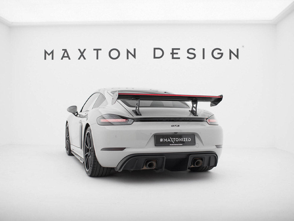 Maxton Design Carbon Spoiler With Internal Brackets Uprights V.1 + LED Porsche 718 Cayman GTS 982c - CF-PO-CA-718-GTS-WING5-INT-245-P+LED-1 - Image 6