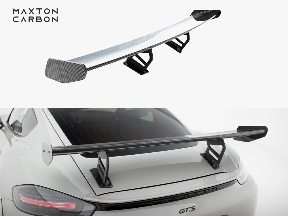 Maxton Design Carbon Spoiler With Internal Brackets Uprights V.2 Porsche 718 Cayman GTS 982c - CF-PO-CA-718-GTS-WING5-INT-245-P-2 - Image 1