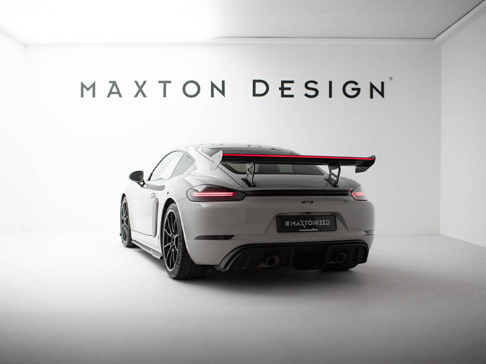 Maxton Design Carbon Spoiler With Internal Brackets Uprights V.2 + LED Porsche 718 Cayman GTS 982c - CF-PO-CA-718-GTS-WING5-INT-245-P+LED-2 - Image 2