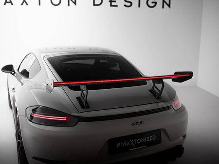 Maxton Design Carbon Spoiler With Internal Brackets Uprights V.2 + LED Porsche 718 Cayman GTS 982c - CF-PO-CA-718-GTS-WING5-INT-245-P+LED-2 - Image 4
