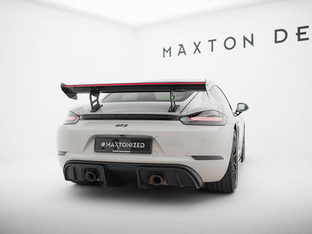 Carbon Spoiler With Internal Brackets Uprights V.2 + LED Porsche 718 Cayman GTS 982c