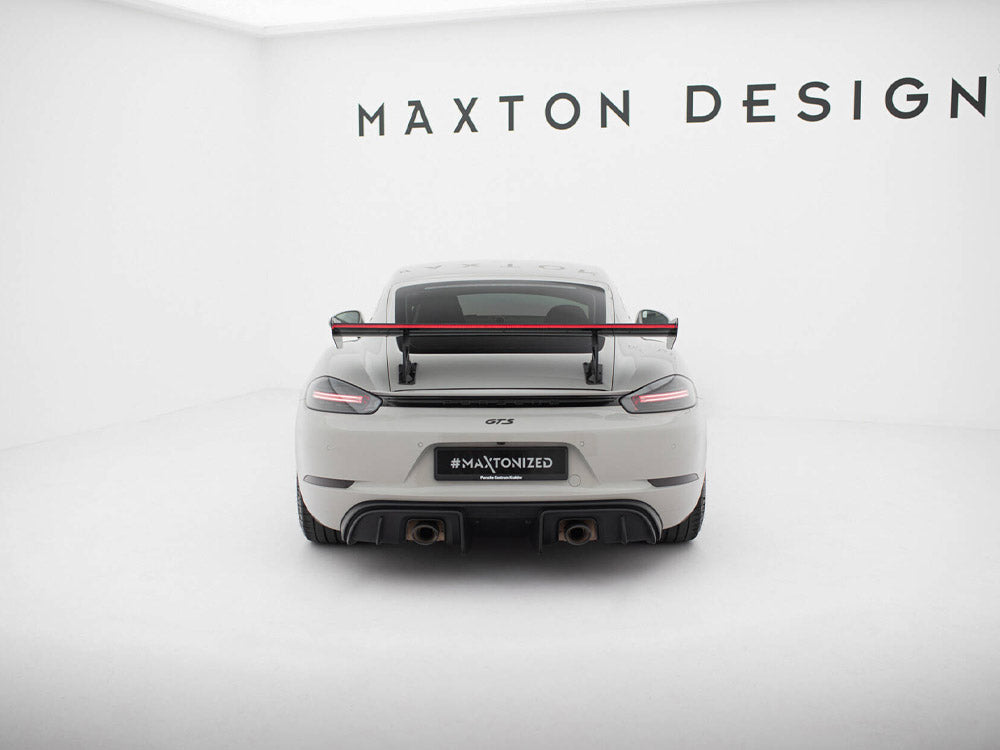 Carbon Spoiler With Internal Brackets Uprights V.2 + LED Porsche 718 Cayman GTS 982c