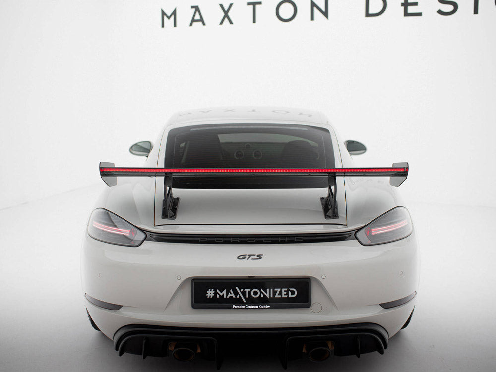 Carbon Spoiler With Internal Brackets Uprights V.2 + LED Porsche 718 Cayman GTS 982c