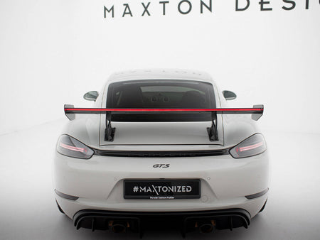 Carbon Spoiler With Internal Brackets Uprights V.2 + LED Porsche 718 Cayman GTS 982c