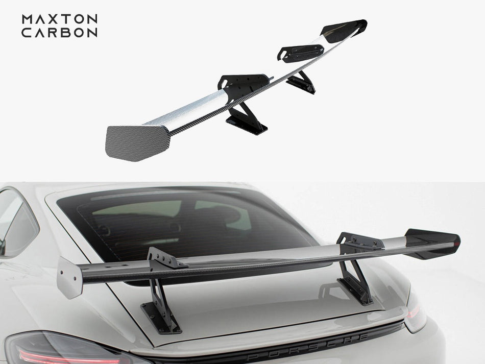 Maxton Design Carbon Spoiler With Upper Swan Mounting V.1 Porsche 718 Cayman GTS 982c - CF-PO-CA-718-GTS-WING5-UPP-245-P-1 - Image 1