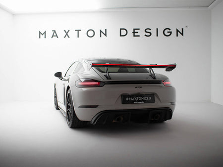 Maxton Design Carbon Spoiler With Upper Swan Mounting V.1 + LED Porsche 718 Cayman GTS 982c - CF-PO-CA-718-GTS-WING5-UPP-245-P+LED-1 - Image 2