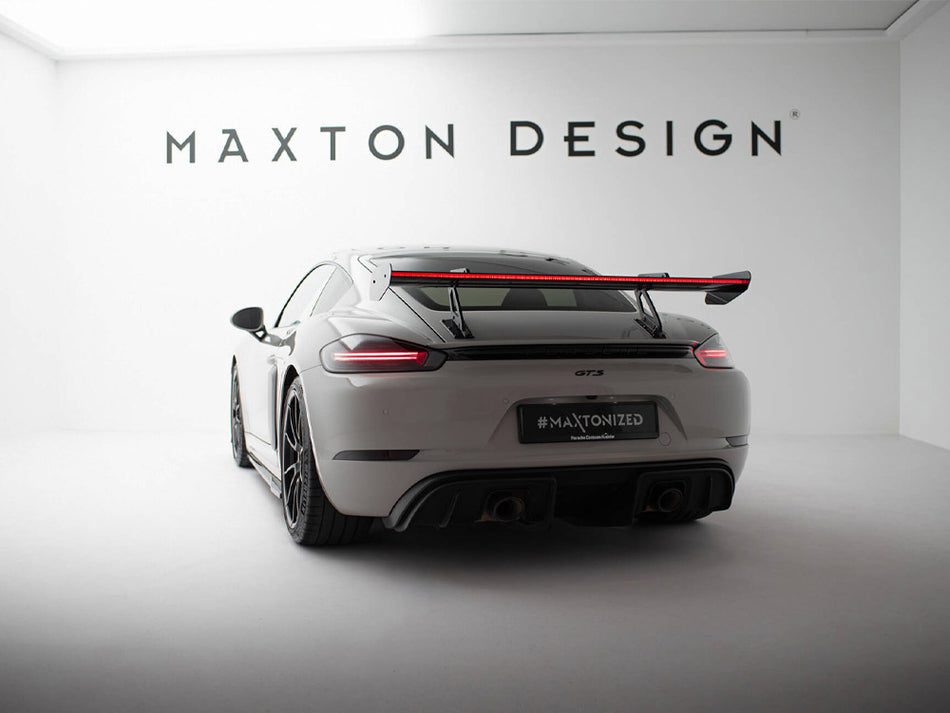 Maxton Design Carbon Spoiler With Upper Swan Mounting V.1 + LED Porsche 718 Cayman GTS 982c - CF-PO-CA-718-GTS-WING5-UPP-245-P+LED-1 - Image 2